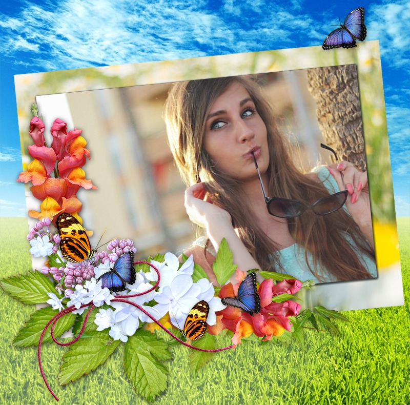 Marco para fotos con flores y mariposas - Fotomontajes Gratis | Fotomontajes  Gratis - Como hacer fotomontajes gratis